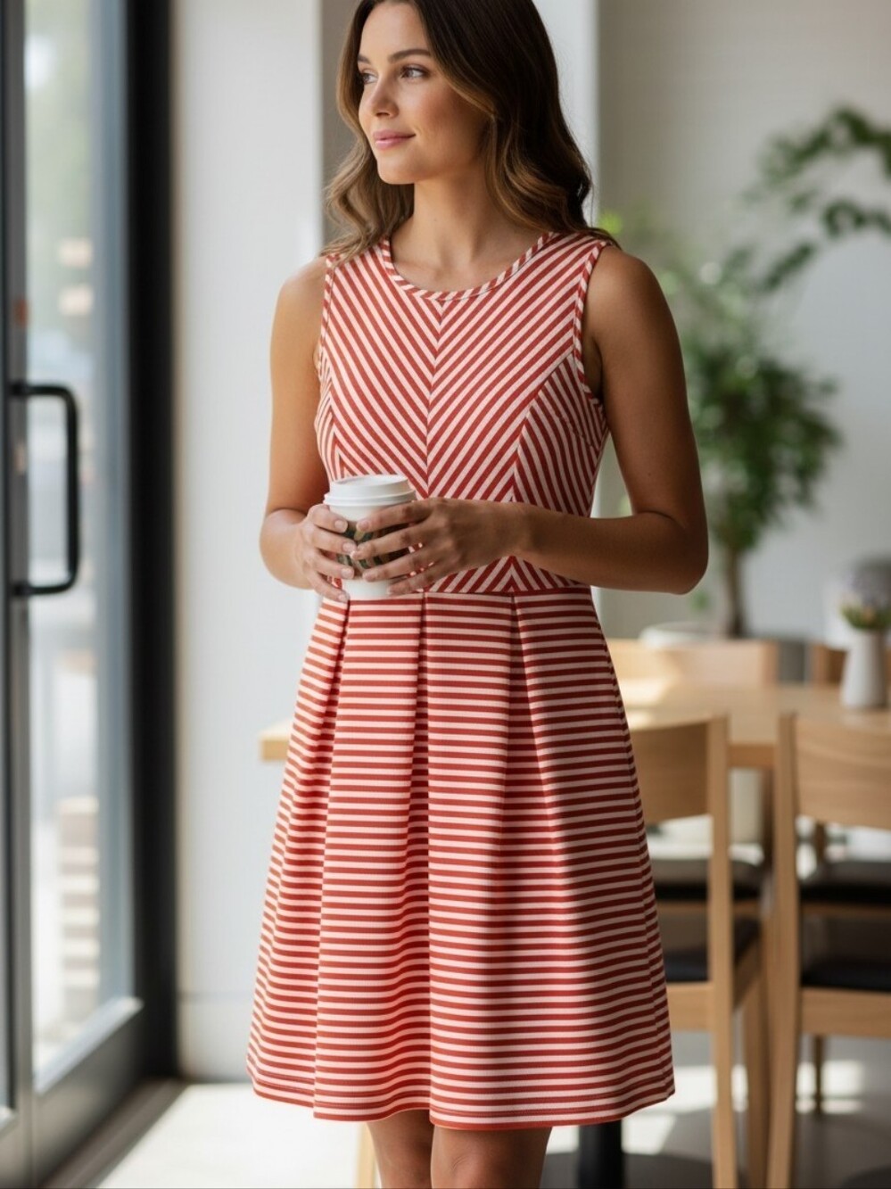 Ya Los Angeles Red and White Striped Mini Dress Sz. M